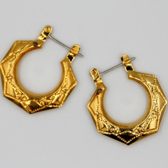 Gold Colored Hoop Earrings - Picture 1 of 3